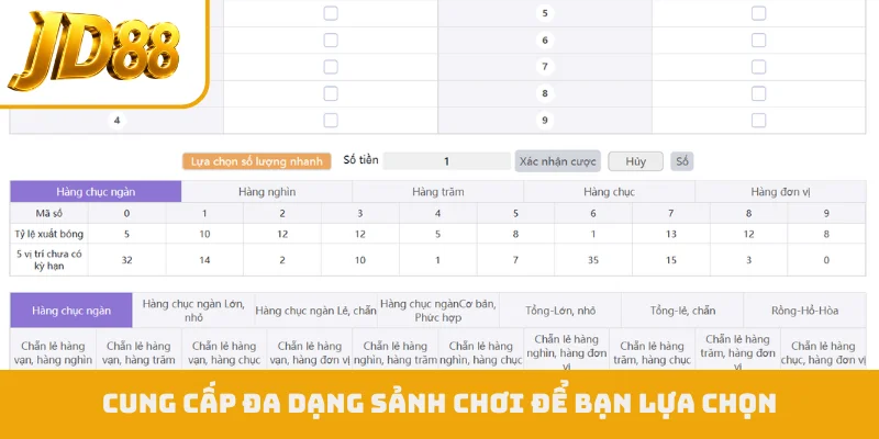 Cung cấp đa dạng sảnh chơi để bạn lựa chọn