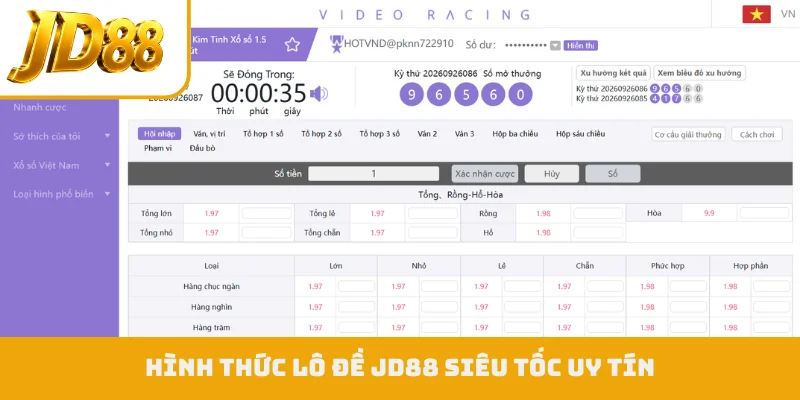Hình thức lô đề JD88 siêu tốc uy tín