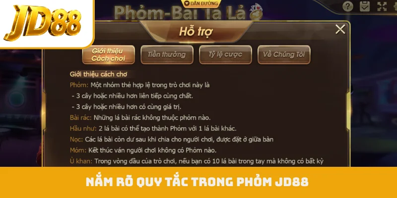 Nắm rõ quy tắc trong phỏm JD88