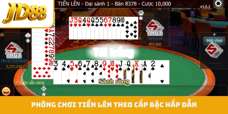 Phòng chơi tiến lên theo cấp bậc hấp dẫn