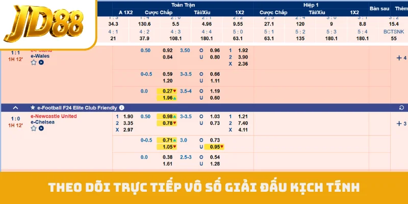Theo dõi trực tiếp vô số giải đấu kịch tính